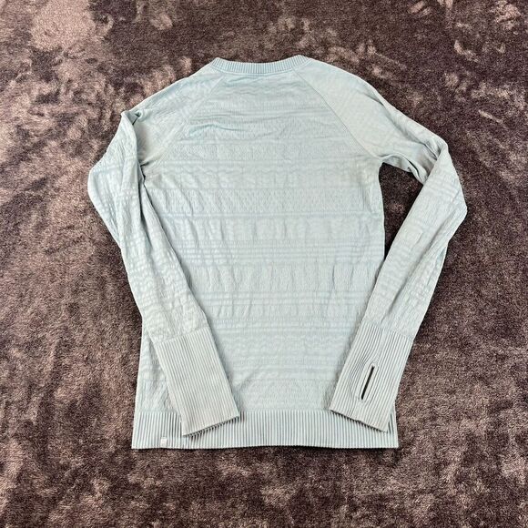 Lululemon Rest Less Pullover Light Blue Textured Thumbholes Women's 6* - Picture 8 of 10